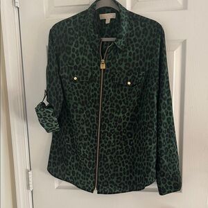 MICHAEL Michael Kors Dark Green Animal Print Utility Jacket